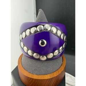 Vintage Purple Bangle Bracelet Chunky Studded